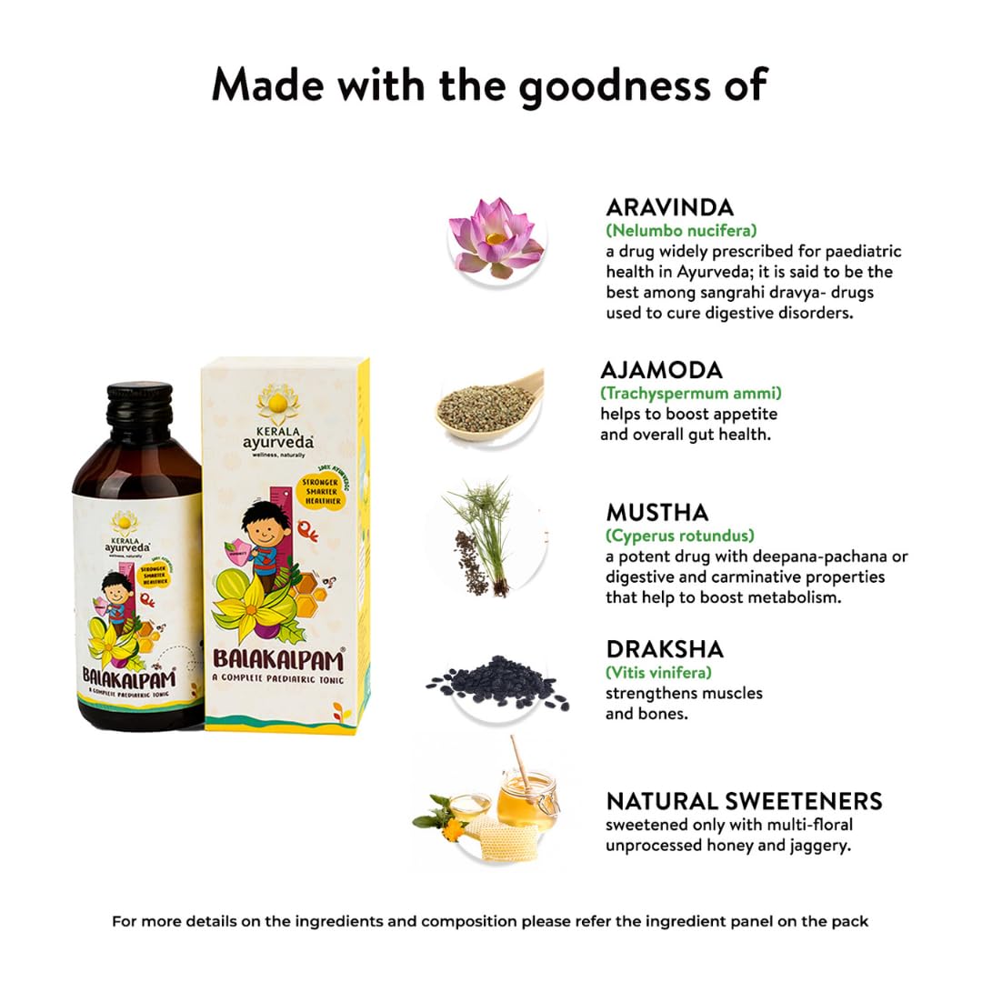 Kerala Ayurveda Balakalpam - 200ml | Ayurvedic Immunity Booster For Kids | Ayurvedic Tonic For Better Digestive Health | Relieves Constipation in Kids | Safe and Non-addictive Formula