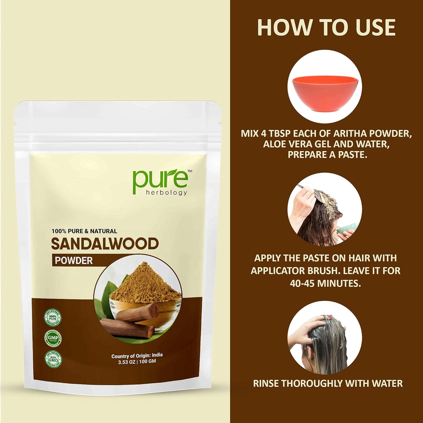 Pure & Natural Sandalwood Powder for Face, Skin Whitening, Face mask and Facial, Skin Care, (100Gm)