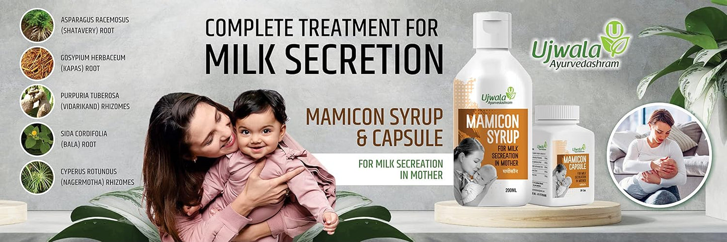Ujwala Ayurvedashram Mamicon Capsule I For Milk Secretion In Mother I Reduce Breast engorgement