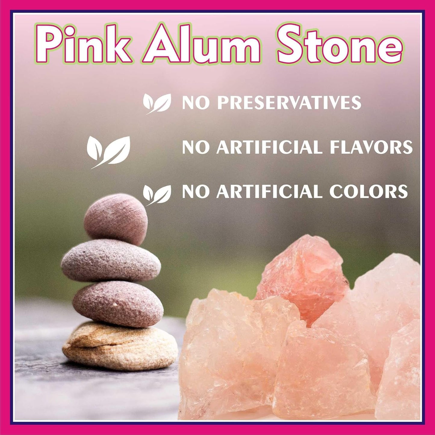 Pink Fitkari Alum for Water Purification, Sores, Teeth Cracks, Skin Care, After Shave, Deodorant - 250 gram