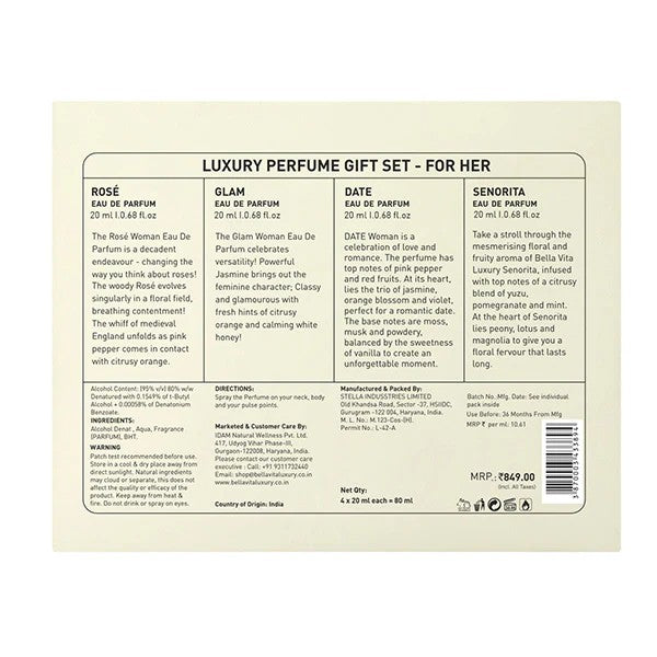 Luxury Perfume Gift Set For Women - 4 x 20ml
