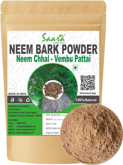 SAARA PRODUCTS Neem Bark Powder, 100g, Veppam Pattai, Neem chaal,Nimbaka, For Teeth & Skin Care (100 g)