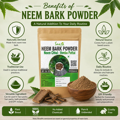 SAARA PRODUCTS Neem Bark Powder, 100g, Veppam Pattai, Neem chaal,Nimbaka, For Teeth & Skin Care (100 g)