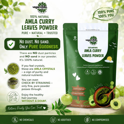 Vegamveda Amla Curry Leaves Powder | 100% Natural Hair Care Powder | Premium Herbal Blend | Pure & Fresh