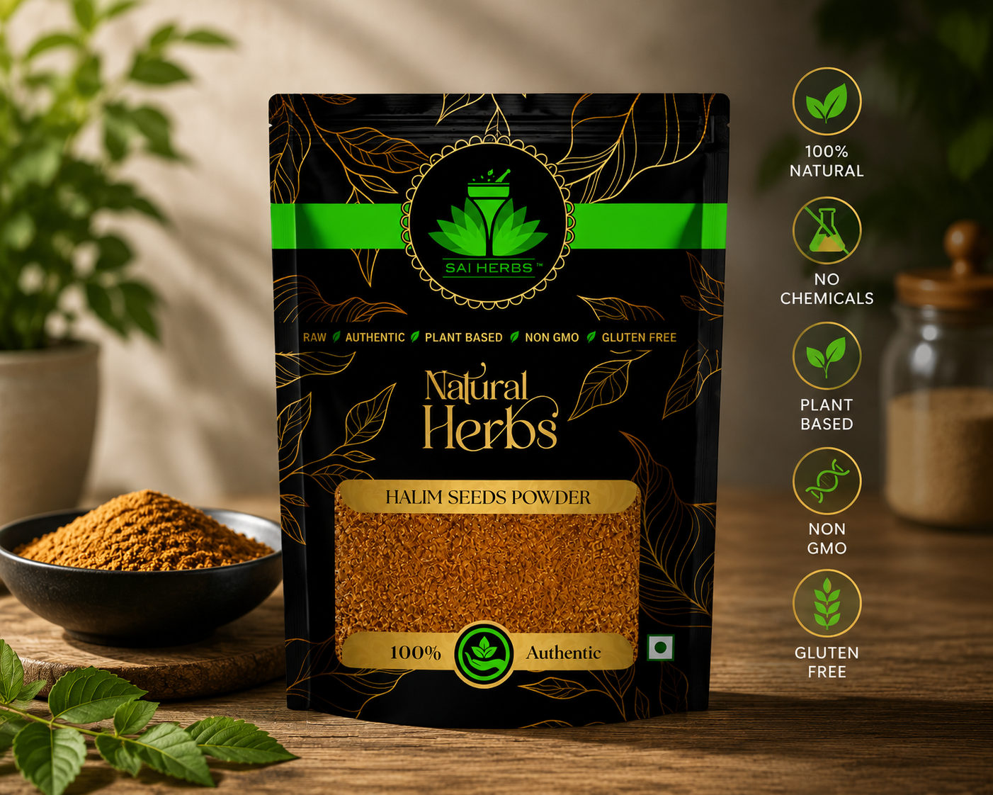 SAI HERBS Halim Seeds Powder | 100% Natural Herbal Powder | Premium Quality | Raw, Authentic & Plant-Based