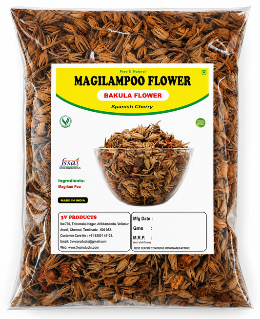 3V Products Magilampoo Flower (Bakula Flower) | Premium Dried Spanish Cherry Flowers | 100% Natural & Pure