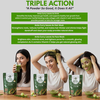 Vegamveda Amla Curry Leaves Powder | 100% Natural Hair Care Powder | Premium Herbal Blend | Pure & Fresh