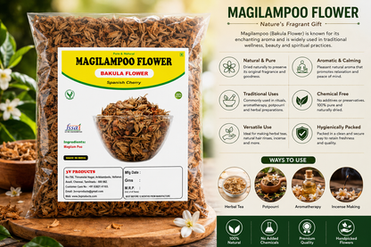 3V Products Magilampoo Flower (Bakula Flower) | Premium Dried Spanish Cherry Flowers | 100% Natural & Pure