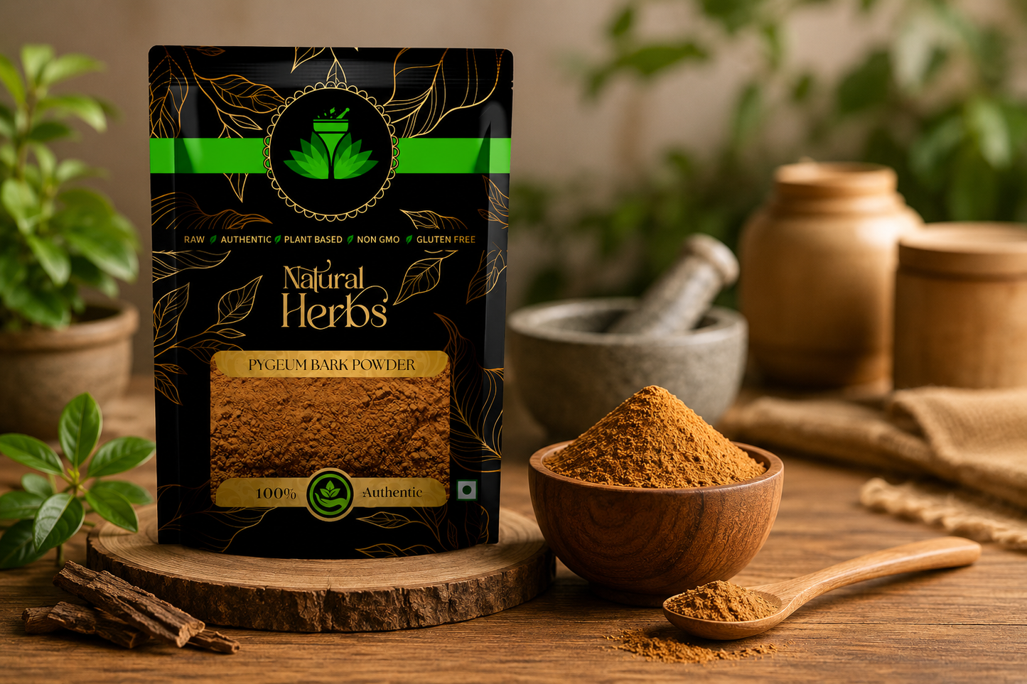 SAI HERBS Pygeum Bark Powder | 100% Natural Herbal Powder | Premium Quality | Raw, Authentic & Plant-Based