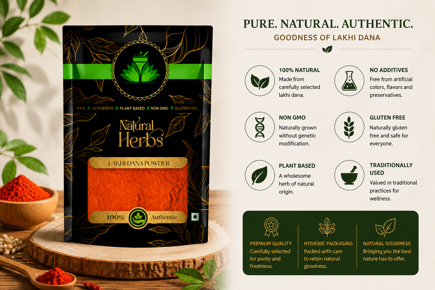 SAI HERBS Lakhi Dana Powder | 100% Natural Herbal Powder | Premium Quality | Raw, Authentic & Plant-Based
