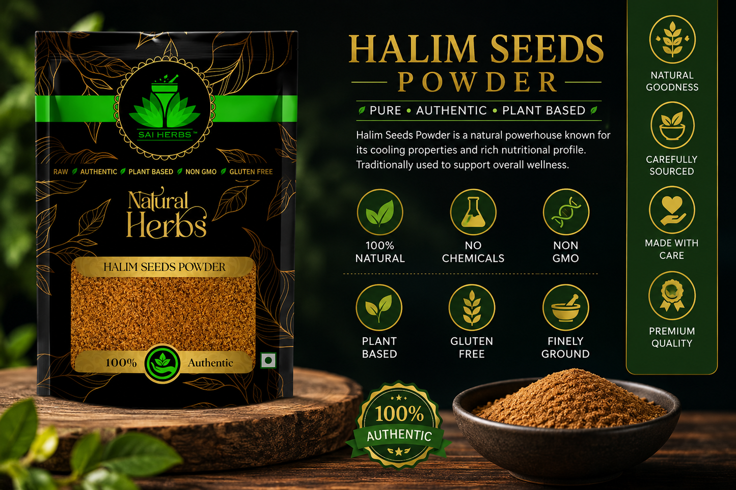 SAI HERBS Halim Seeds Powder | 100% Natural Herbal Powder | Premium Quality | Raw, Authentic & Plant-Based