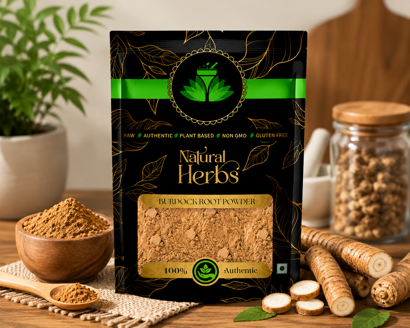 SAI HERBS Burdock Root Powder | 100% Natural Herbal Powder | Premium Quality | Raw, Authentic & Plant-Based