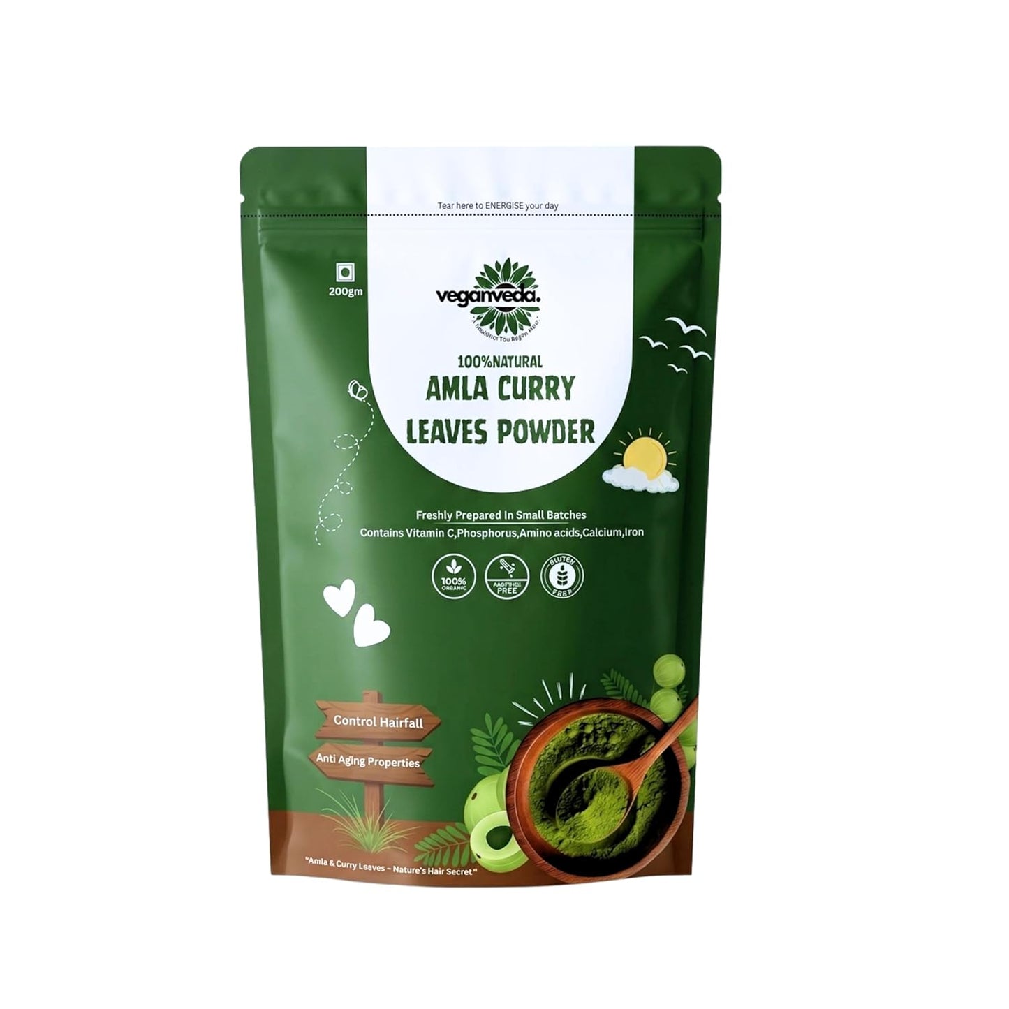 Vegamveda Amla Curry Leaves Powder | 100% Natural Hair Care Powder | Premium Herbal Blend | Pure & Fresh