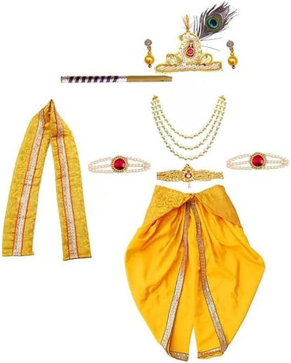 Krishna Dress with ornaments full yellow
