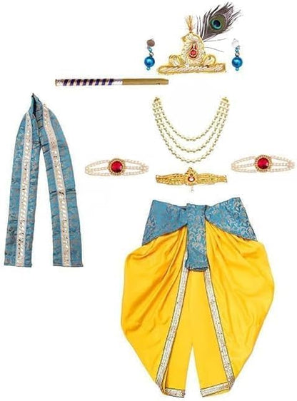 Krishna Dress with ornaments (yellow green)
