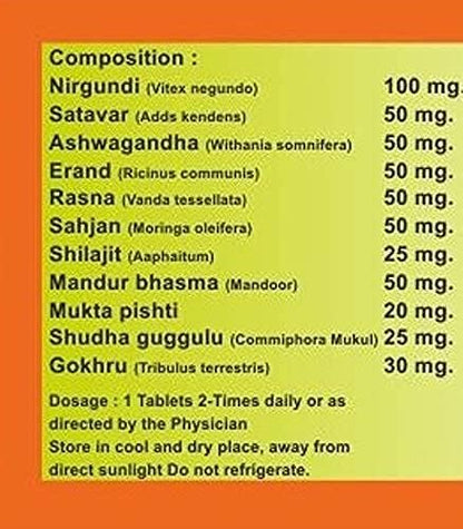 Gayatri Pharmacy Peeda Vati Ayurvedic Pain relief tablet for Joint, Back, Knee & Muscle pain (20 Tab)