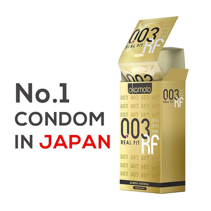 Okamoto Condom | Ultra Thin Condoms for Men | Thinnest Premium Snug Fit Condoms | Made In Japan | 0.03 mm thin | 003 Realfit (Pack of 1)