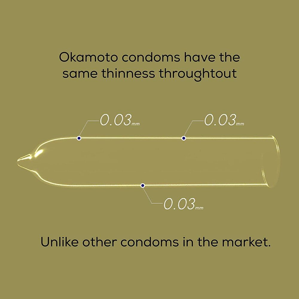 Okamoto Condom | Ultra Thin Condoms for Men | Thinnest Premium Snug Fit Condoms | Made In Japan | 0.03 mm thin | 003 Realfit (Pack of 1)