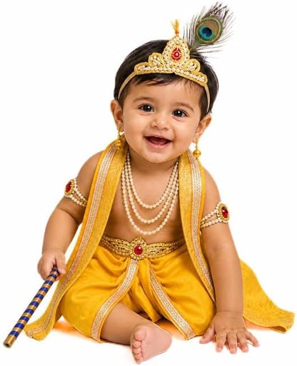 Krishna Dress with ornaments full yellow