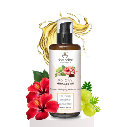 The Tribe Concepts 90 Day Miracle Hair Growth Oil - 100 ml, Anti Hairfall Oil for Breakage, Hair Fall Control Oil contains Bhringraj, Hibiscus & Amla Oil For Hair.