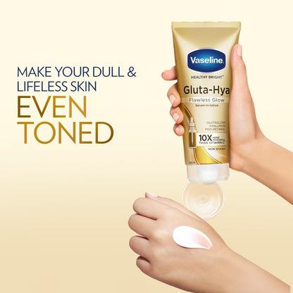 Vaseline Gluta-Hya Flawless Glow Lotion for Face & Body | Gives Brighter Skin | Glutathione & Pro-Retinol Infused Moisturizer, 200ml