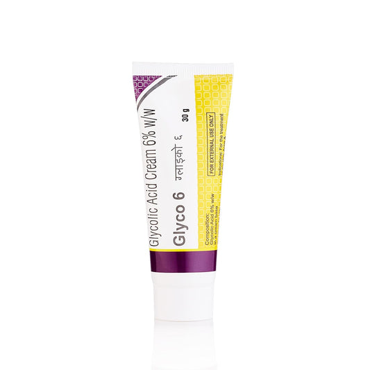 Glyco 6 Glycolic Acid Face Cream 6% w/w | Exfoliating Cream for Acne, Pimples & Dark Spots | Unclogs Pores & Improves Skin Texture | Suitable for Dry & Acne-Prone Skin | 30g