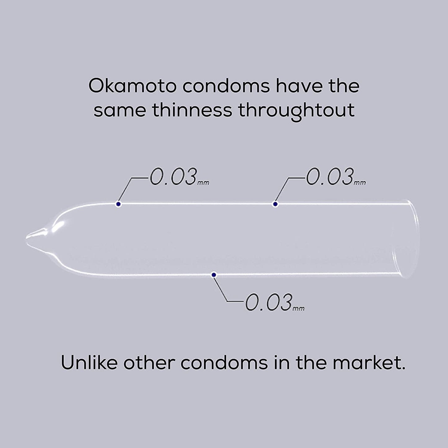 Okamoto Industries, Inc., Japan Condom | Ultra Thin Condoms for Men | Thinnest Premium Japanese Condoms | Made In Japan | 0.03 mm thin | 003 Platinum (Pack of 1)