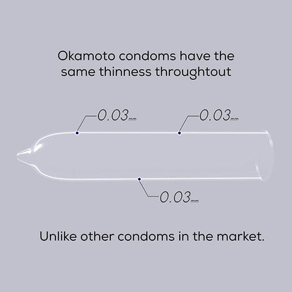Okamoto Industries, Inc., Japan Condom | Ultra Thin Condoms for Men | Thinnest Premium Japanese Condoms | Made In Japan | 0.03 mm thin | 003 Platinum (Pack of 1)