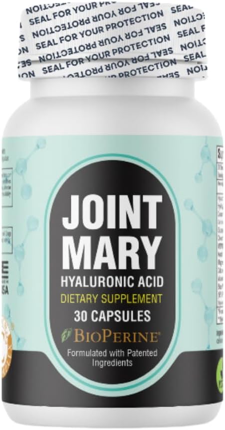 JOINT MARY Hyaluronic Acid Supplement– Advanced Joint Support with Hydrolyzed Collagen, Turmeric, Glucosamine, MSM, Vitamin C – 30 Capsules