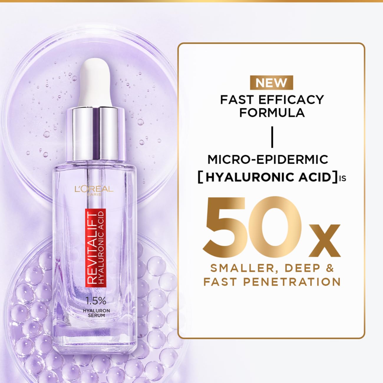 L'Oreal Paris Revitalift Serum, Hydrating and Plumping, Fast Efficacy Formula, Replumps Skin in 1H, Reduces Fine Lines, With 1.5% Micro-Epidermic Hyaluronic Acid, Validated by Dermatologists, 15ml