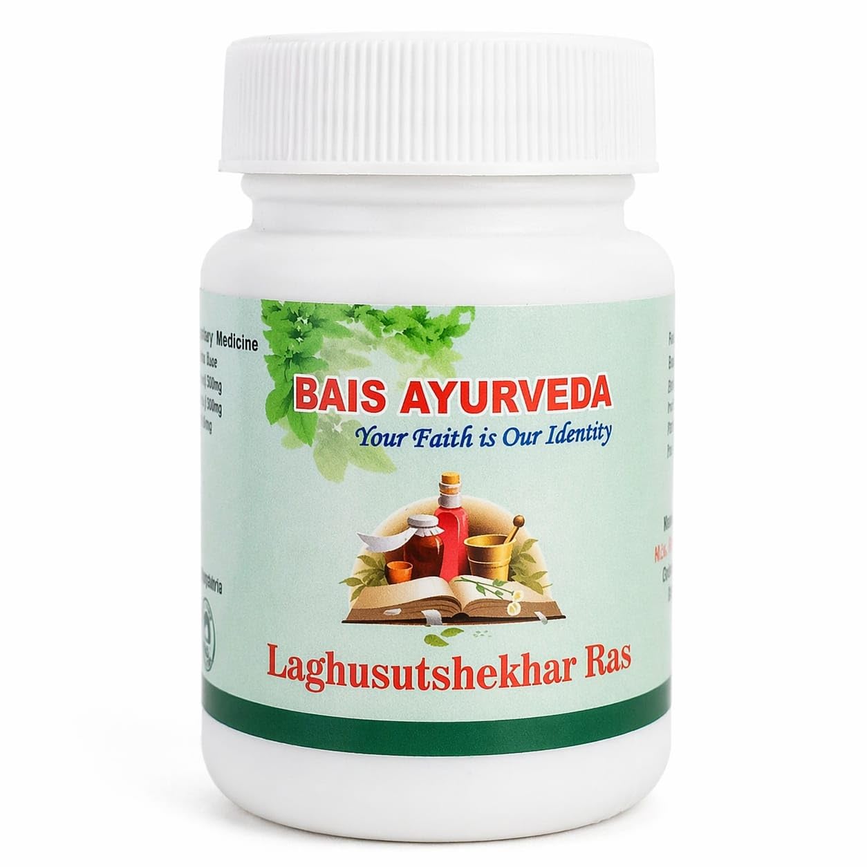 Laghu Sutshekhar Ras Tablets | Gas, Acidity & Indigestion Relief | Ayurvedic Pitta Balance Medicine | Supports Digestion | Bais Ayurveda | 500mg 60 Tab |