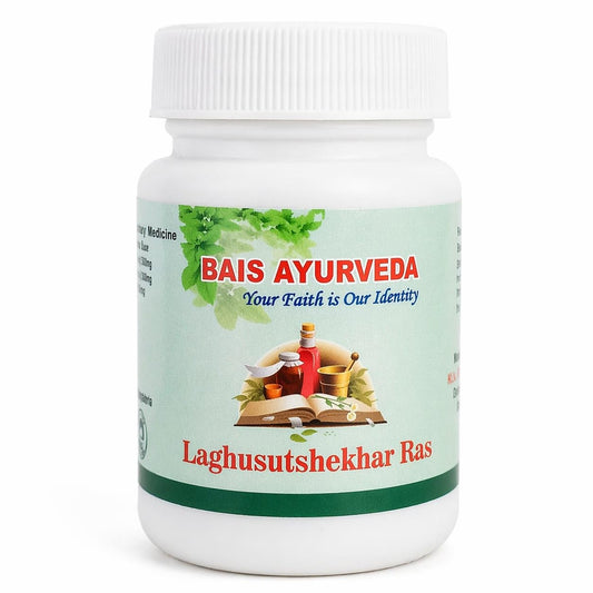 Laghu Sutshekhar Ras Tablets | Gas, Acidity & Indigestion Relief | Ayurvedic Pitta Balance Medicine | Supports Digestion | Bais Ayurveda | 500mg 60 Tab |