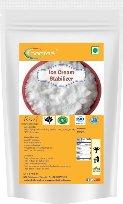 Neotea Ice Cream Stabilizer - 500g, Enhances Texture, Prevents Ice Crystals, Improves Creaminess & Smoothness for Homemade Ice Cream, Sorbet & Gelato, Ideal for Professional & Home Use