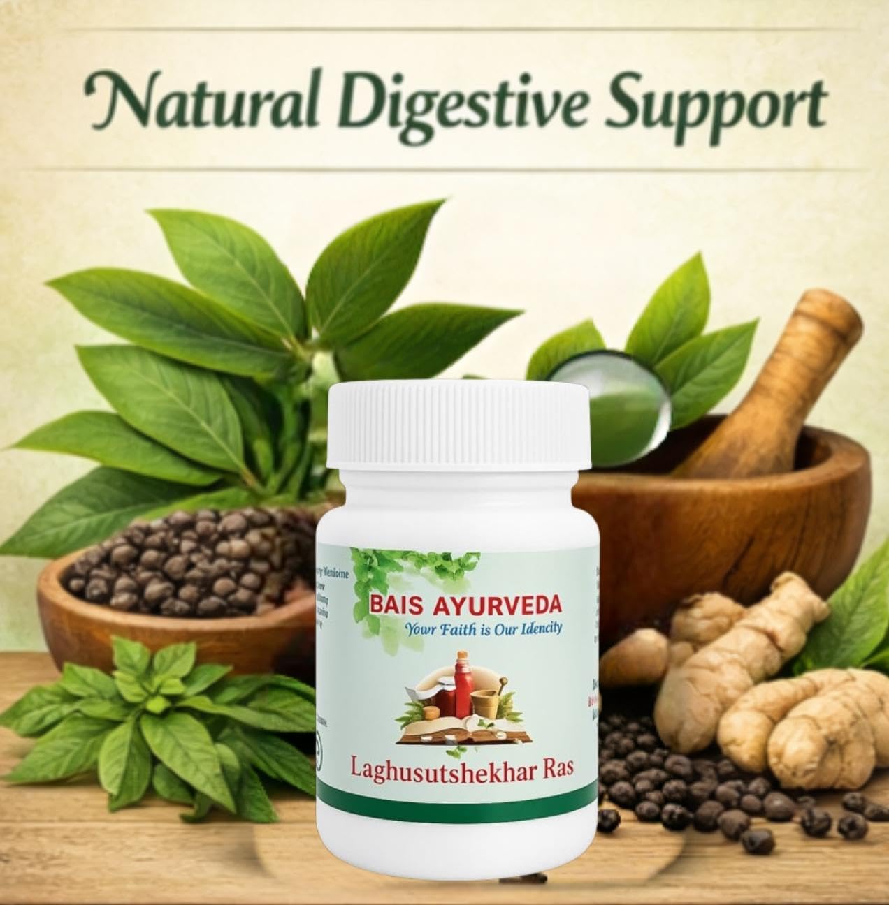 Laghu Sutshekhar Ras Tablets | Gas, Acidity & Indigestion Relief | Ayurvedic Pitta Balance Medicine | Supports Digestion | Bais Ayurveda | 500mg 60 Tab |