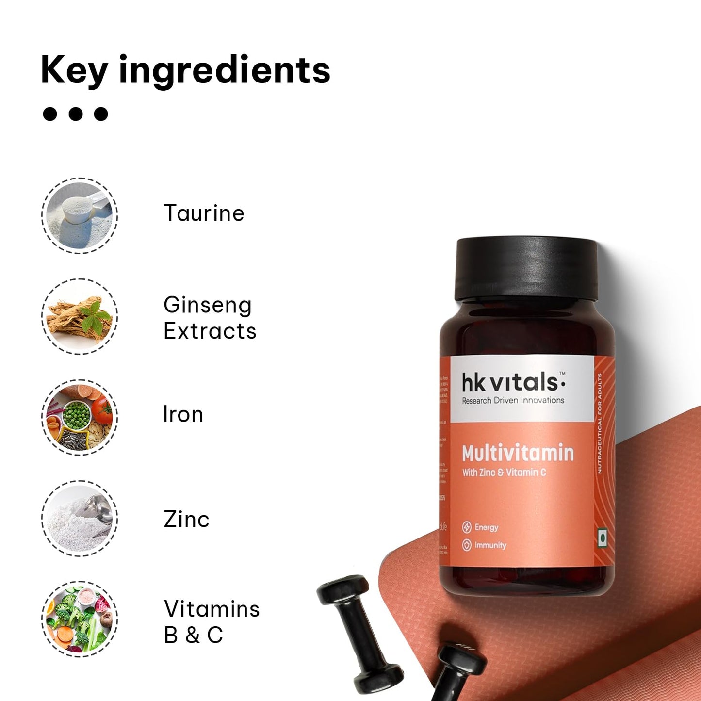 hk vitals Multivitamin, 90 Tablets | With Zinc, Vitamins C & D3, Multiminerals & Ginseng Extract
