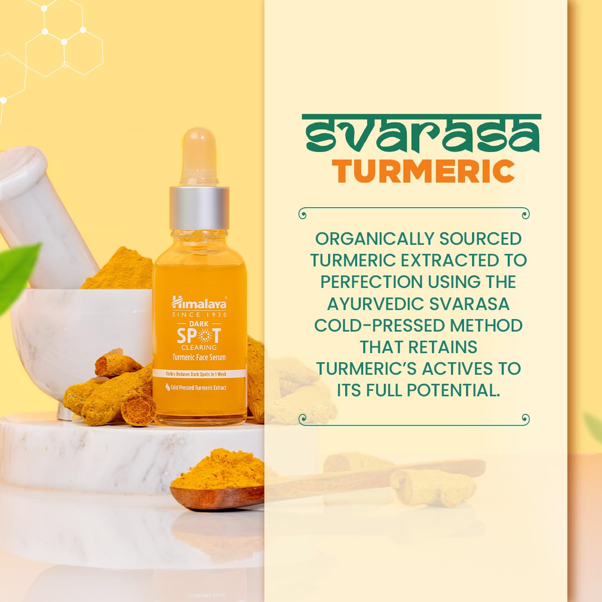 Himalaya Dark Spot Clearing Turmeric Face Serum, 30 mL | with 10% Glycolic Acid, 2% Niacinamide & Organically sourced Turmeric | Visibly Reduces Dark Spots from Day 7 | Clinically Tested | Non Staining