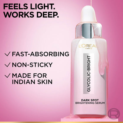 L'Oreal Paris Glycolic Bright 8% [Melasyl + Niacinamide] Face Serum for Brightening Dark Spots 30ml
