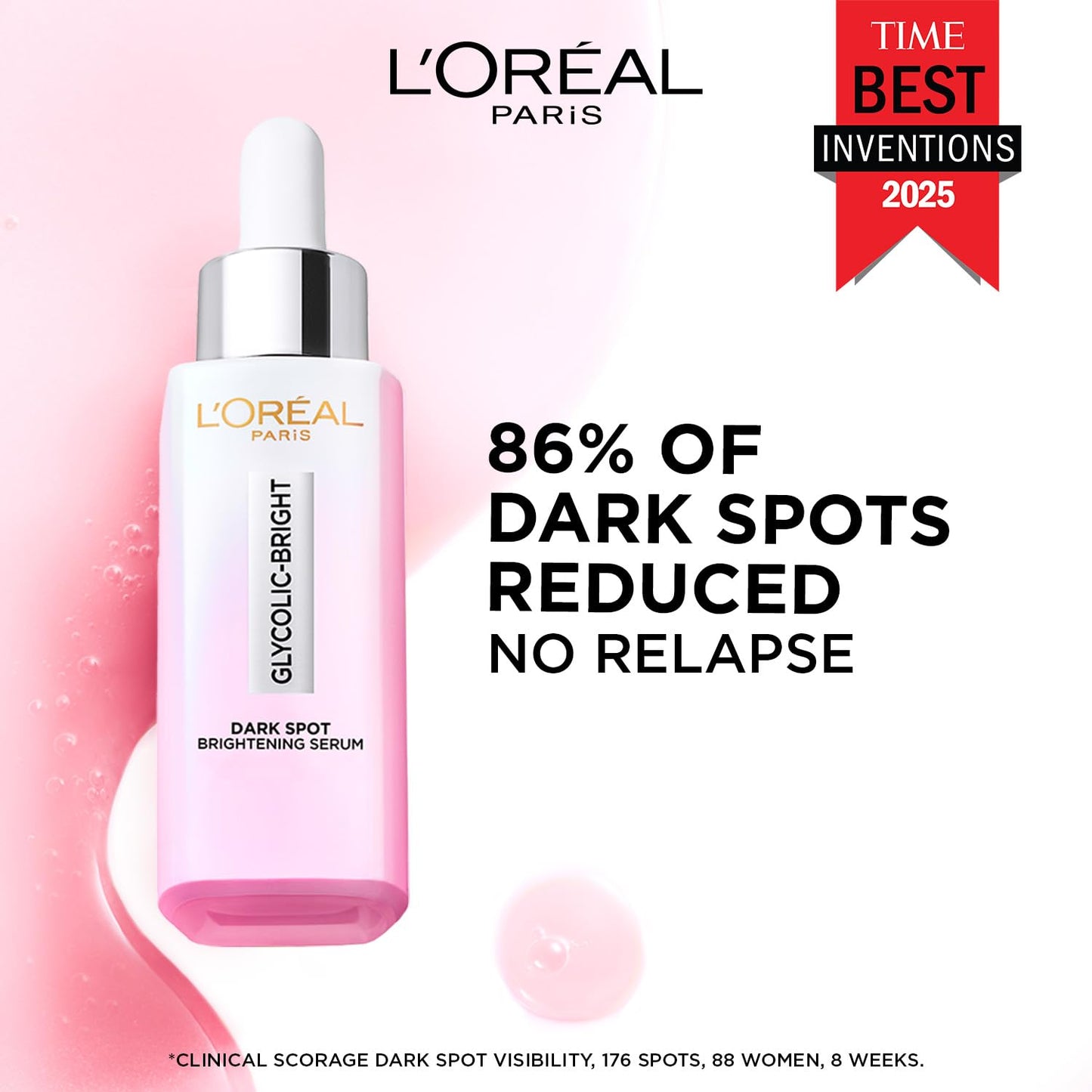 L'Oreal Paris Glycolic Bright 8% [Melasyl + Niacinamide] Face Serum for Brightening Dark Spots 30ml