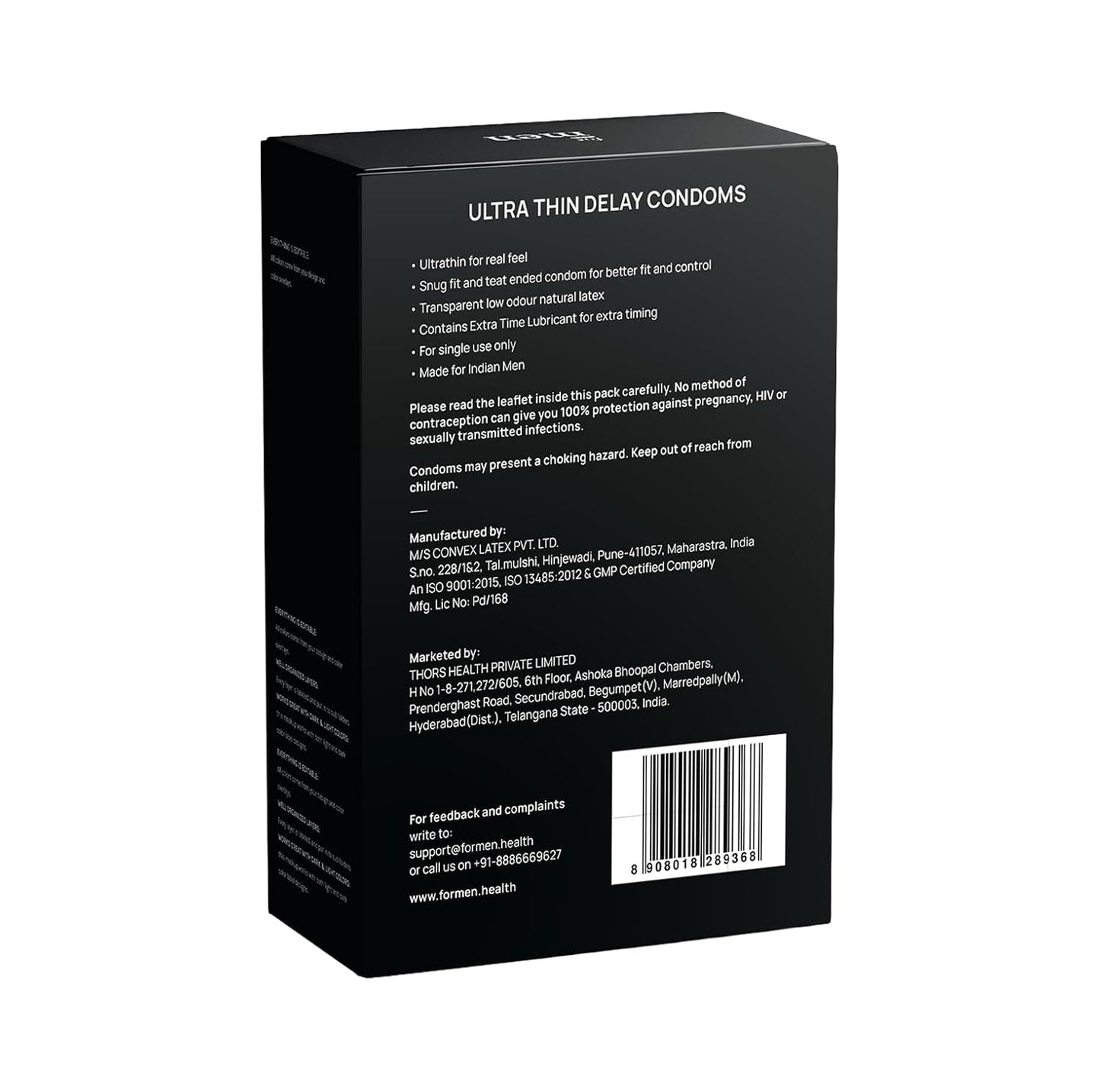 ForMen JOYMAX Ultra Thin Delay Condoms for men - 10 Count | Super Thin with Lubricant | Electronically Durability | with Disposal Pouches