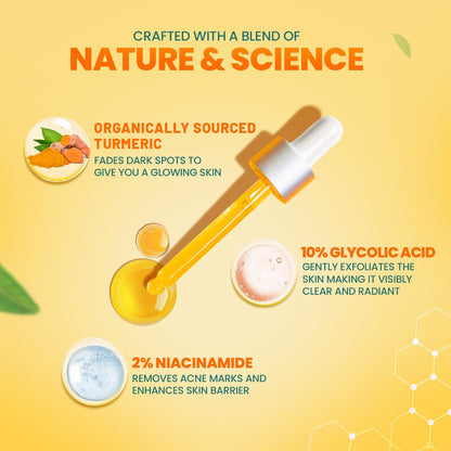 Himalaya Dark Spot Clearing Turmeric Face Serum, 30 mL | with 10% Glycolic Acid, 2% Niacinamide & Organically sourced Turmeric | Visibly Reduces Dark Spots from Day 7 | Clinically Tested | Non Staining