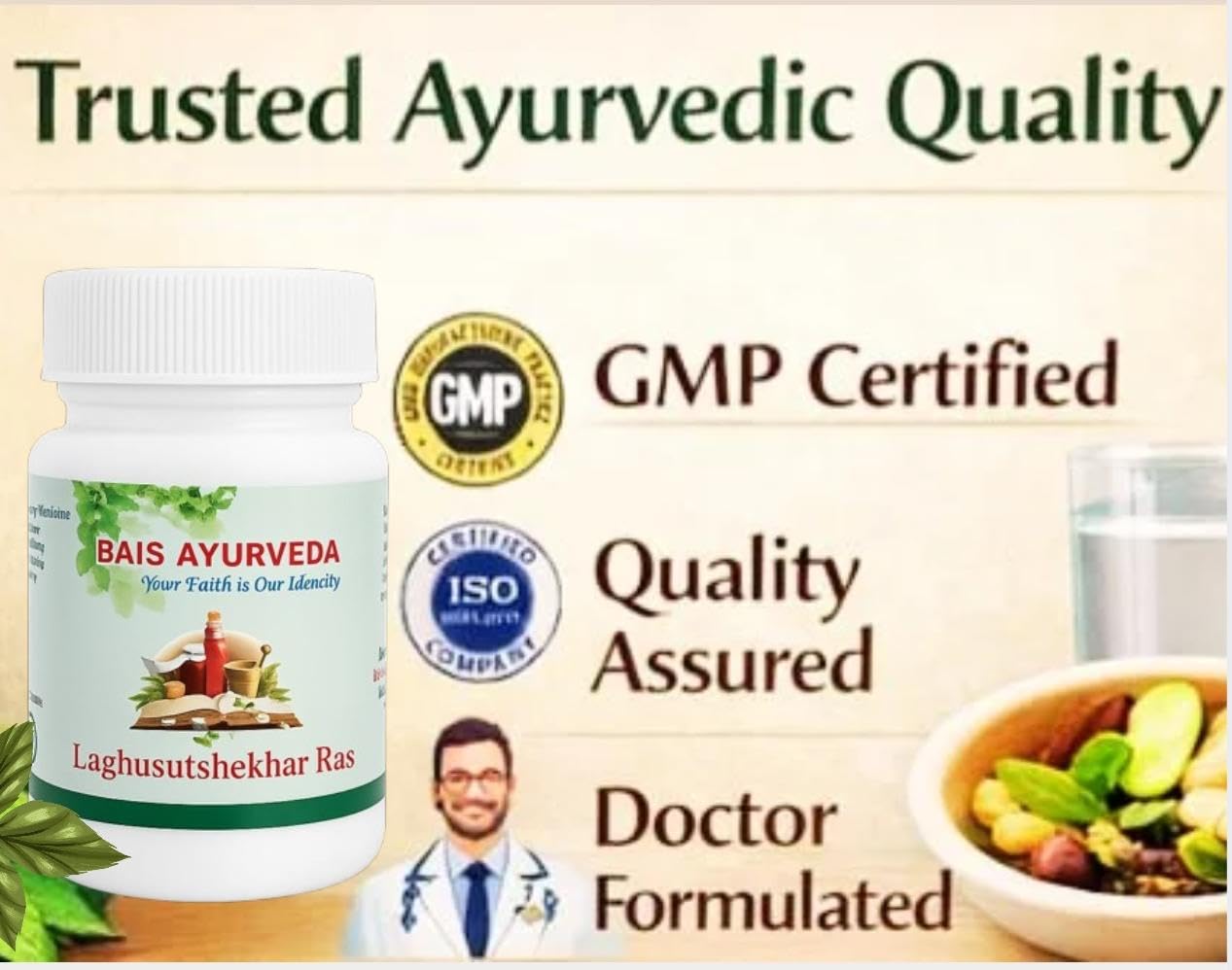Laghu Sutshekhar Ras Tablets | Gas, Acidity & Indigestion Relief | Ayurvedic Pitta Balance Medicine | Supports Digestion | Bais Ayurveda | 500mg 60 Tab |