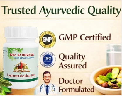 Laghu Sutshekhar Ras Tablets | Gas, Acidity & Indigestion Relief | Ayurvedic Pitta Balance Medicine | Supports Digestion | Bais Ayurveda | 500mg 60 Tab |