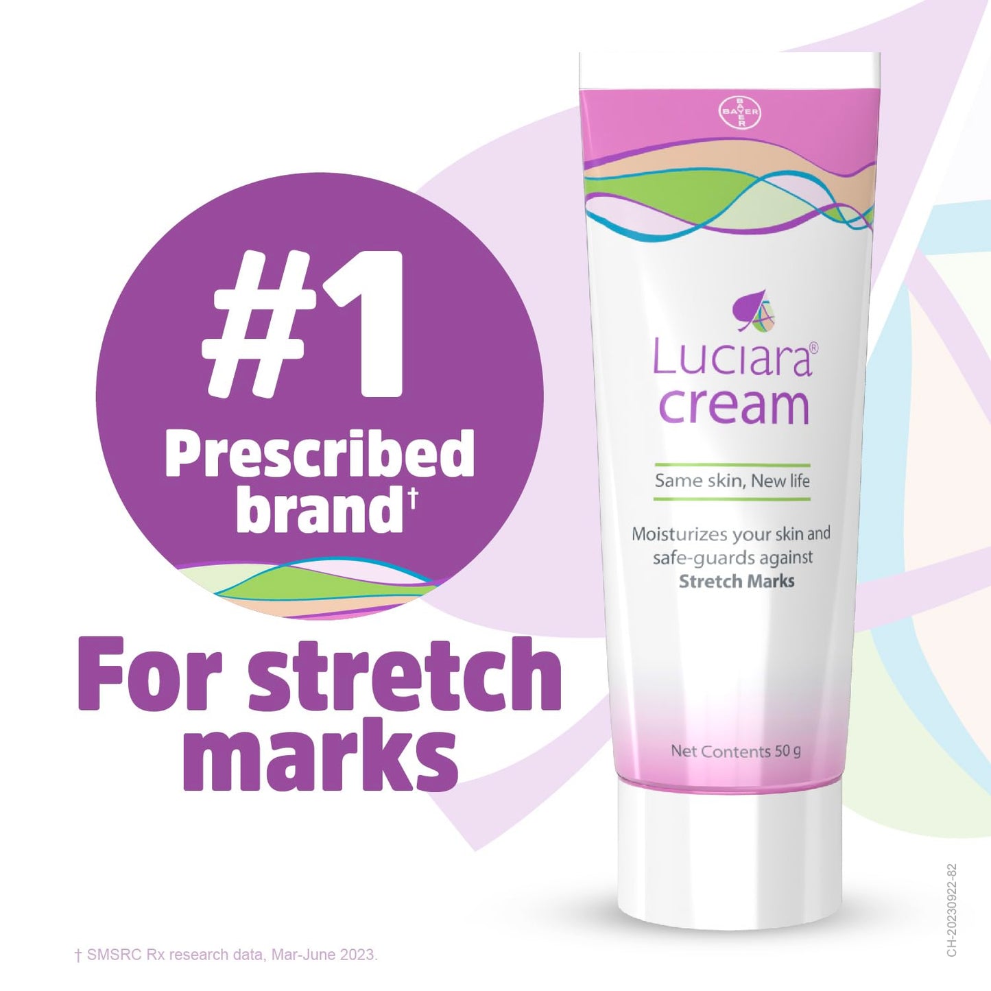 Luciara® Cream, Anti-stretch marks cream, Reduce stretchmarks, Safe for pregnancy, Weight Gain, Weight Loss, All skin types, Paraben-free, Non-fragrant, Non-colourant, 50g x Pack of 1