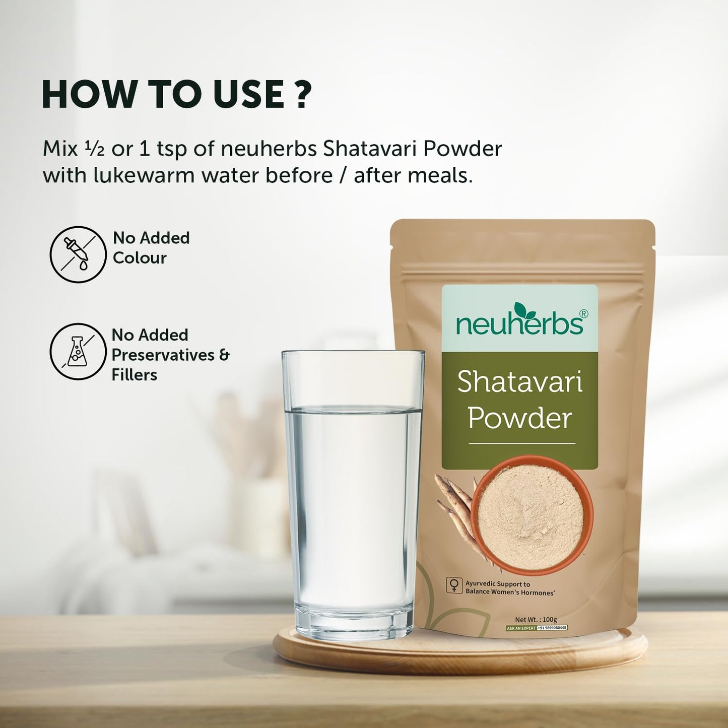 Neuherbs Shatavari Powder - 100gm | Ayurvedic Support To Balance Women's Hormones | Herbal Supplement | Good For Healthy Digestion & Reproductive System