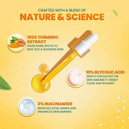 Himalaya Dark Spot Clearing Turmeric Face Serum, 30 mL | with 10% Glycolic Acid, 2% Niacinamide & Organically sourced Turmeric | Visibly Reduces Dark Spots from Day 7 | Clinically Tested | Non Staining