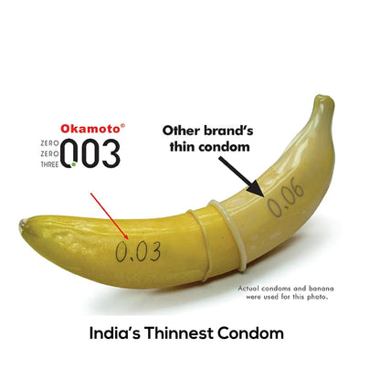 Okamoto Industries, Inc., Japan Condom | Ultra Thin Condoms for Men | Thinnest Premium Japanese Condoms | Made In Japan | 0.03 mm thin | 003 Platinum (Pack of 1)