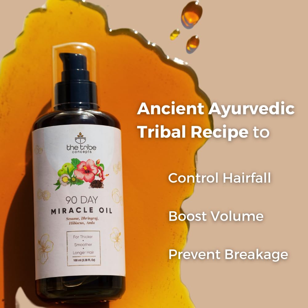 The Tribe Concepts 90 Day Miracle Hair Growth Oil - 100 ml, Anti Hairfall Oil for Breakage, Hair Fall Control Oil contains Bhringraj, Hibiscus & Amla Oil For Hair.