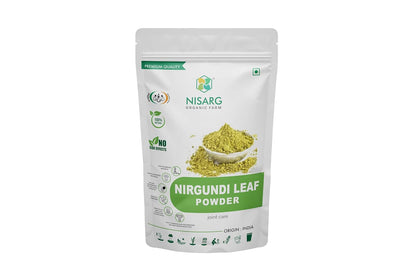 NISARG ORGANIC FARM Nirgundi Leaf Powder I Pure, Natural, Organic I Nochi Leaves I Supports Joint and Bone Health I Sambhalu I Chaste Tree I I Traditional Method Made (100 gm)