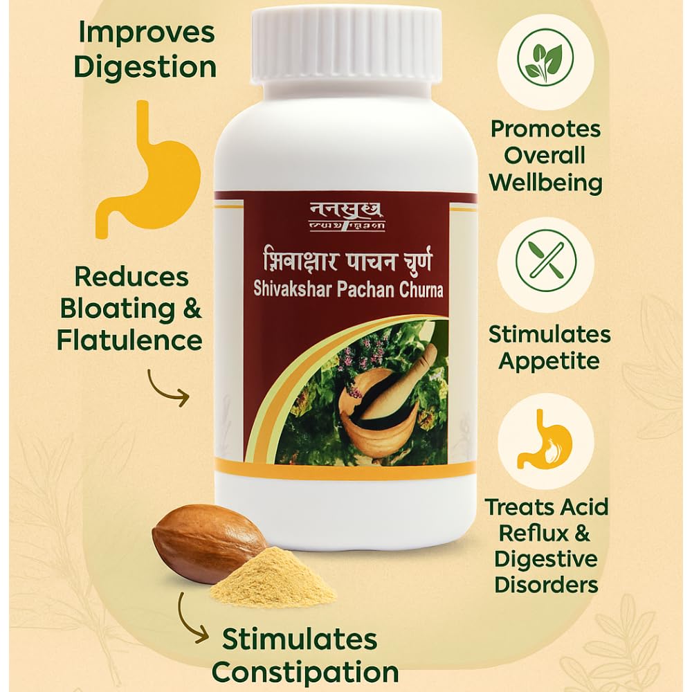 Tansukh Shivakshar Pachan Churna 100g Herbal Digestive Support Powder for Gas Bloating Acidity, Constipation Relief | Traditional Blend for Daily Wellness