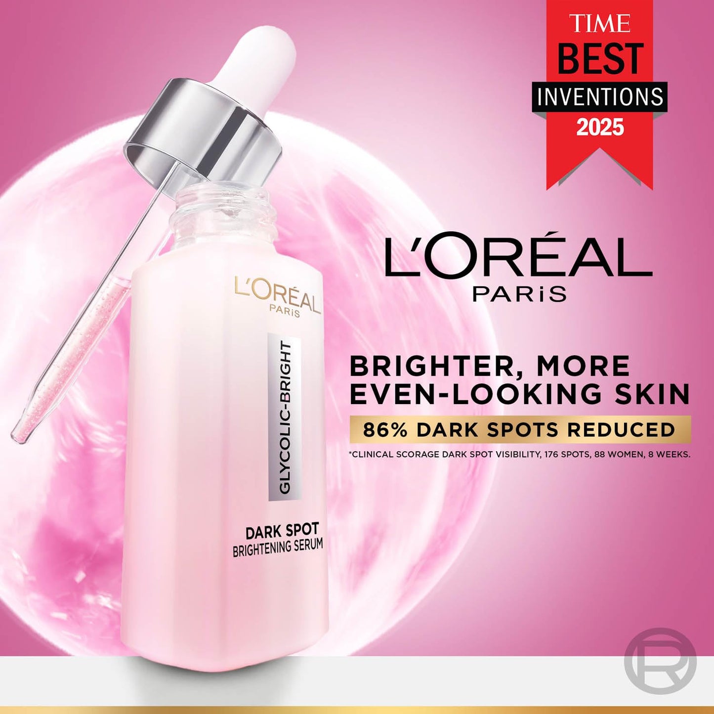 L'Oreal Paris Glycolic Bright 8% [Melasyl + Niacinamide] Face Serum for Brightening Dark Spots 30ml